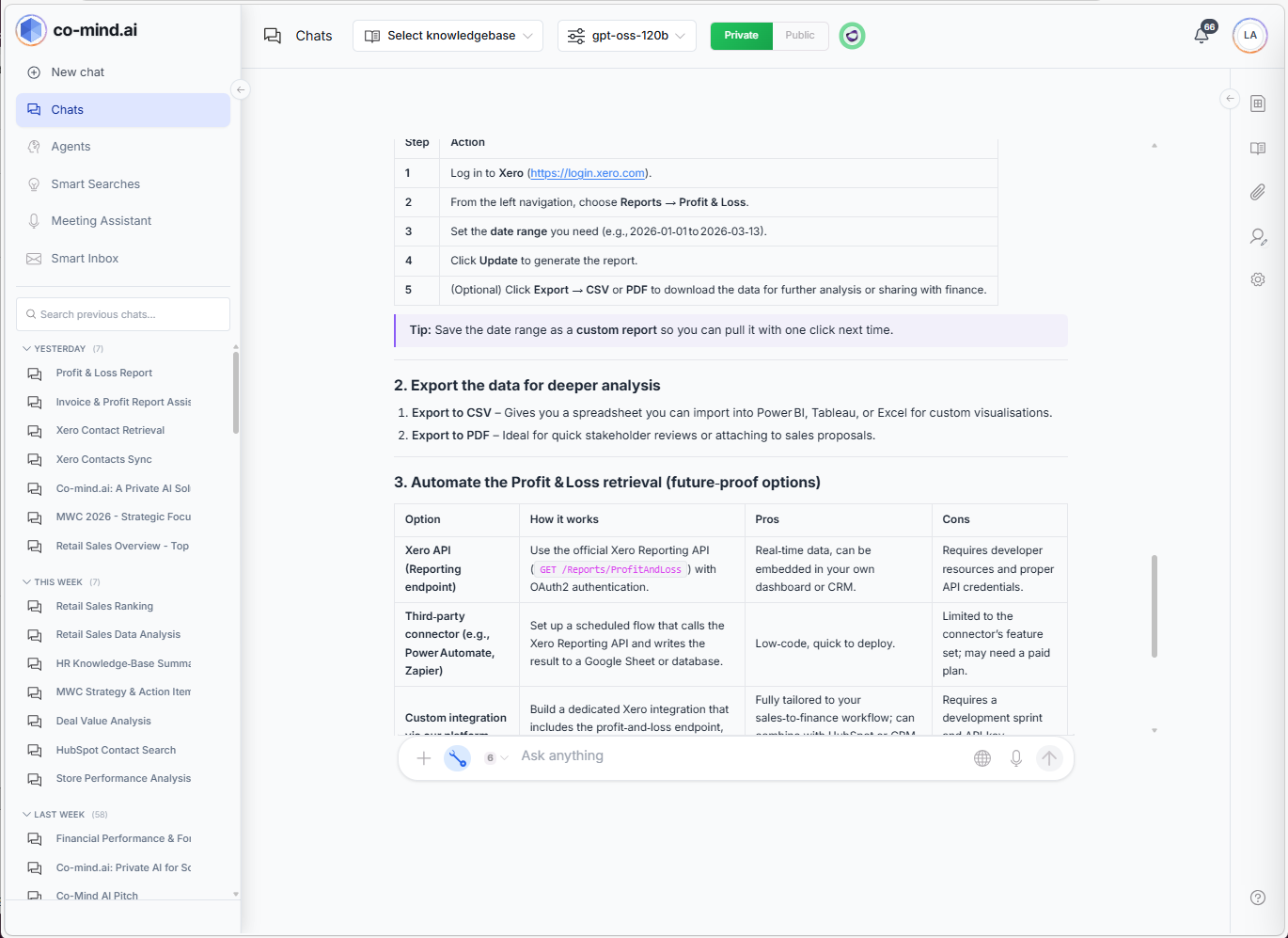 Private Chat Interface