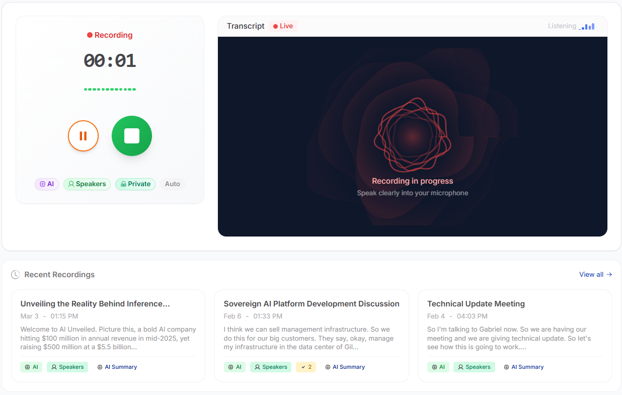 Meeting Assistant — Live Transcription & Recording